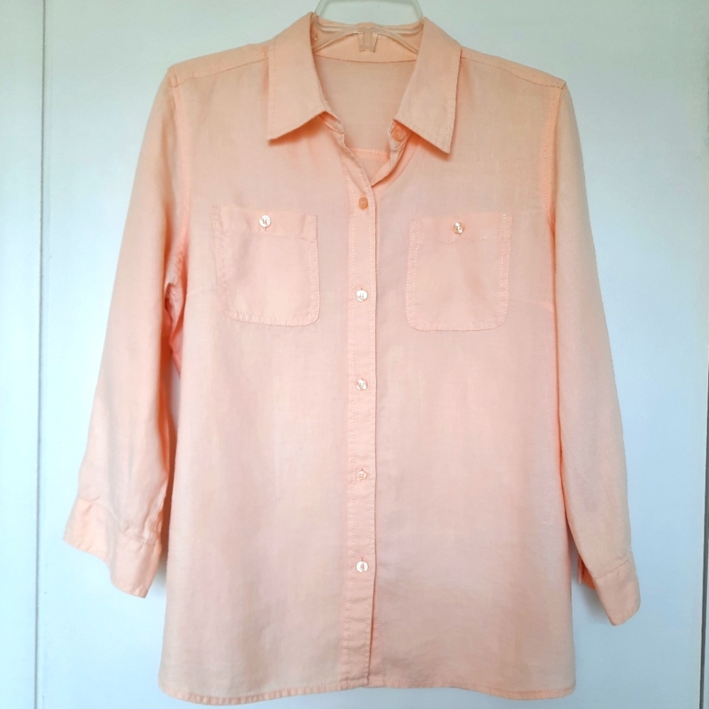 Edward peach linen blouse size L.